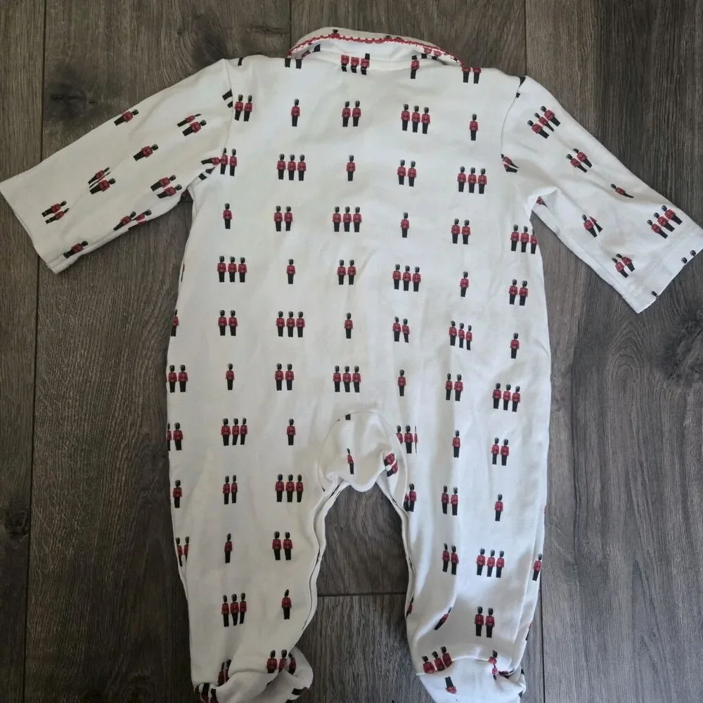 Rachel Riley 6M British Royal Guard Cotton Footed Sleeper White Red Soldier